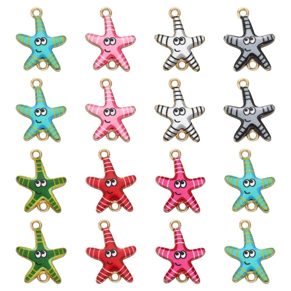 5994 35pcs Mixed Colors Sea Star Charms Enamel Ocean Animal Sea Creature